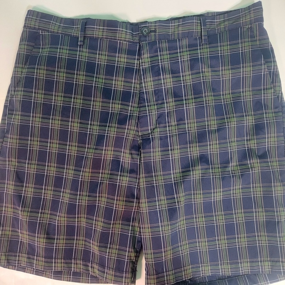 Chaps Golf 78 Men's Size 38 Blue Green Plaid Shorts Flat Front‎ Pockets Preppy